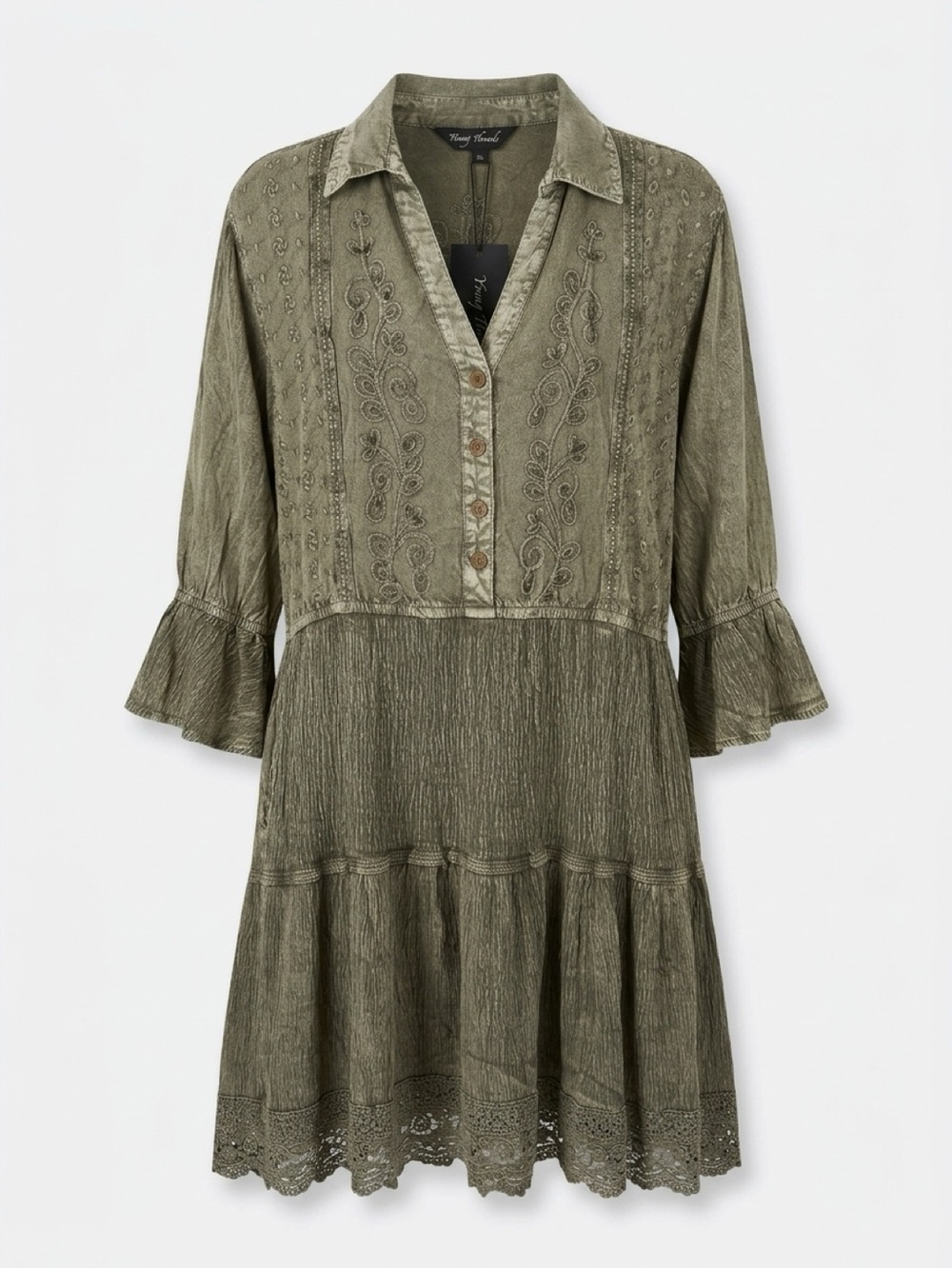 229 Young Threads NWT Gravel Embroidered Dress